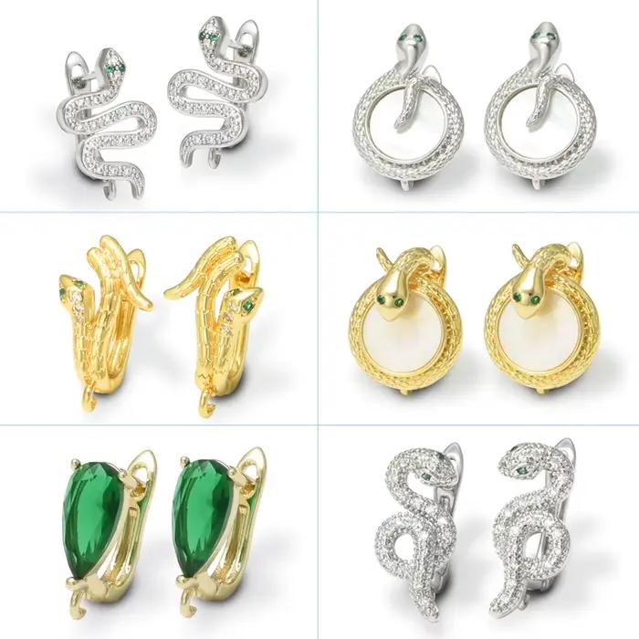 1 paire de crochets de boucles d'oreilles en laiton plaqué or 18 carats, creux, anti-décoloration, anti-allergie, accessoires de bijoux DIY