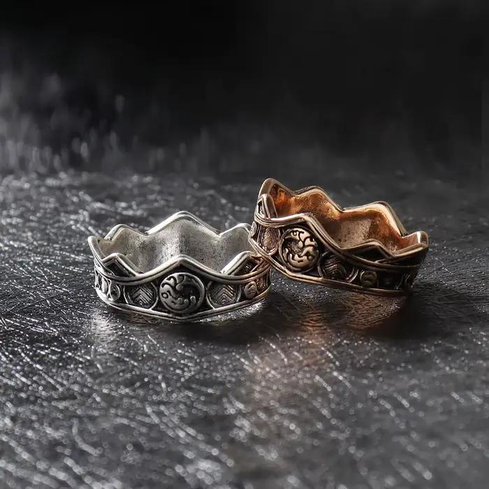 Dragon House TargarFP Ring Cosplay, Dragon à trois têtes, Alliage d'or, Bagues en métal, Bijoux, Accessoires de costume de fête