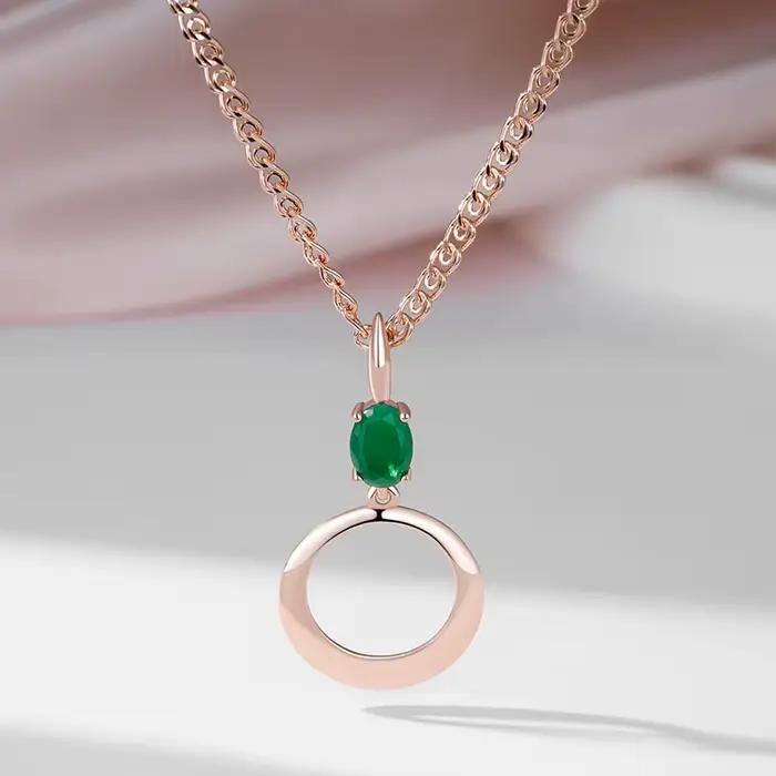 SYOUJYO – collier rond en Zircon naturel vert pour femmes, couleur or Rose brillant, luxe, fête, bijoux fins quotidiens, 585