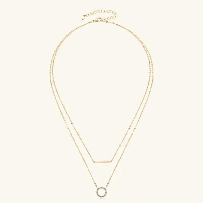 Collier Moissanite avec pendentif Double couche, chaîne en diamant en argent Sterling S925 pour femmes, bijoux fins pour fête de mariage, M-JAJA