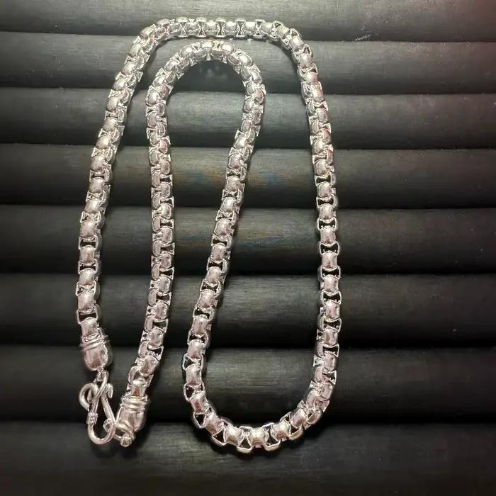 Collier en argent tibétain 925, pendentif sculpté traditionnel chinois, design rétro polyvalent, bijoux de mode unisexe, cadeau parfait