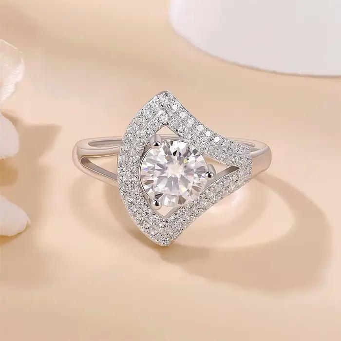 M-JAJA 1ct Halo Moissanite jupe bague de mariage 925 en argent Sterling diamant bague de fiançailles pour les femmes fête bijoux fins cadeau