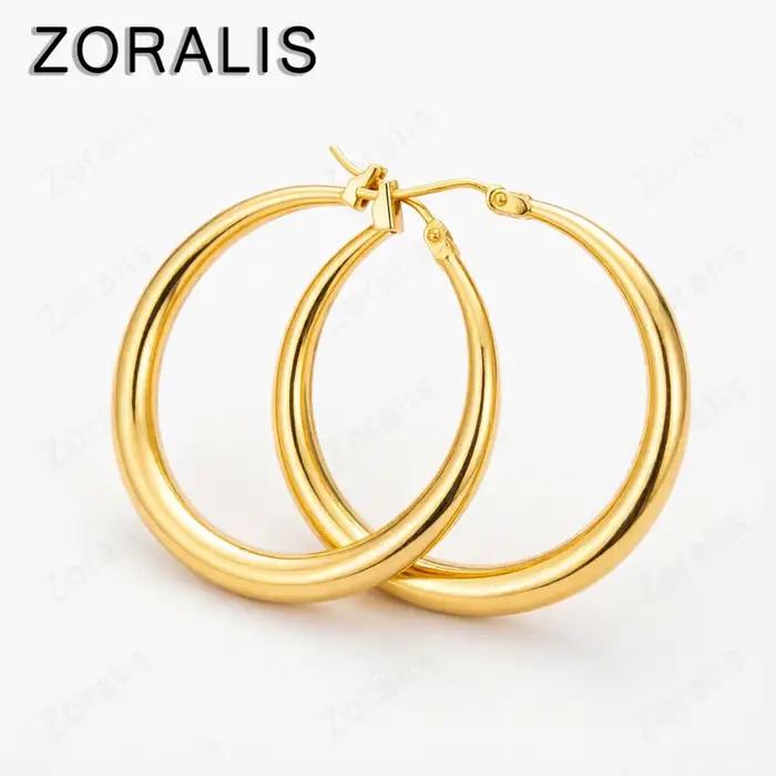Boucles d'oreilles en or 18 carats, 3.4cm, cercle rond, à la mode, magnifiques, de haute qualité, bijoux classiques pour mariage, pour femmes