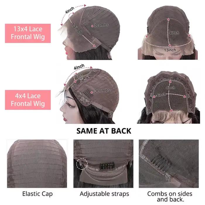 Perruque Lace Front 13x4 Courte Bouclée Bob 230% Pré-épilée, Ondulations Profondes, Perruque Frontale 4x4 en Dentelle, Cheveux Humains Brésiliens Remy 100%, 14 Pouces