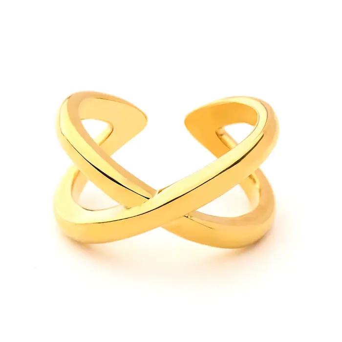 VAROLE-Bague en forme de croix en or pour femme, bijou simple, accessoire de fête, à la mode