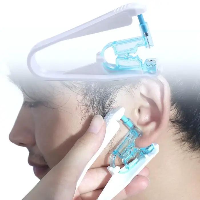 Boucle d'oreille bleue en cristal unique, Machine de perçage de boucles d'oreilles, dispositif d'oreille, outil de perçage du nez et de l'oreille, outil de perçage des ongles