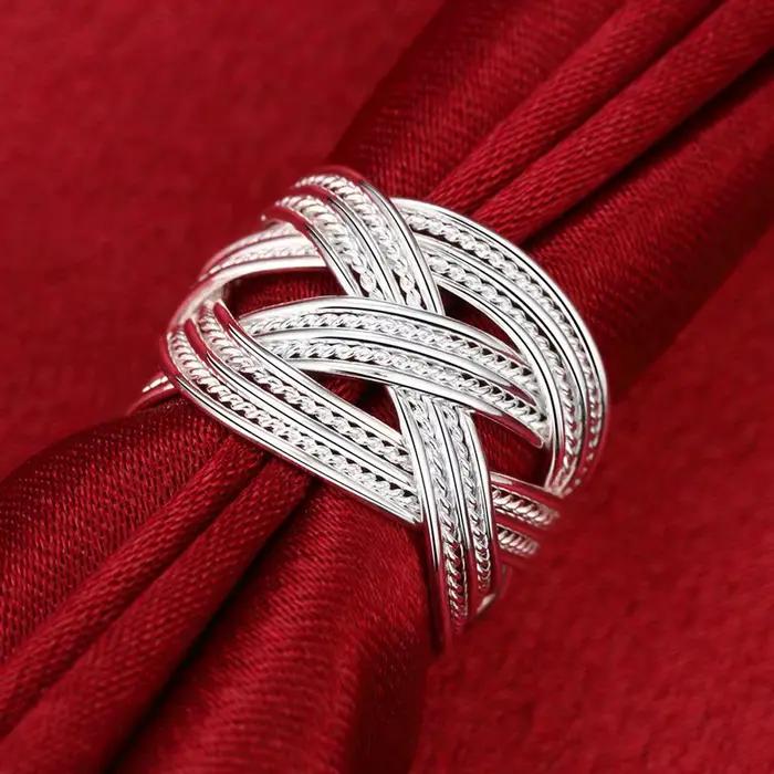 Ensemble de bijoux en argent sterling 925 pour femme, comprenant des bagues, des bracelets et un bracelet large tressé réglable, idéal pour les fêtes et comme cadeau tendance