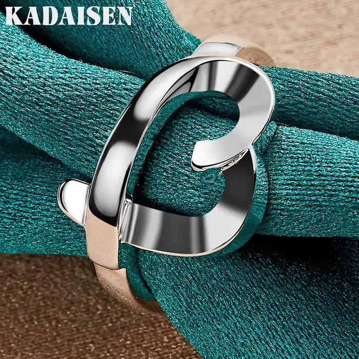 Cœur en argent sterling 925 6-10 # Bague pour femmes, bijoux de charme à la mode pour les amoureux des mariages et des fêtes