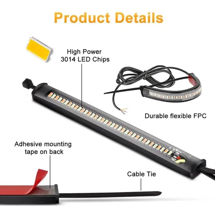 1Pc 12V LED Moto clignotant et DRL ambre blanc Moto clignotant anneau fourche bande lampe clignotant clignotant universel