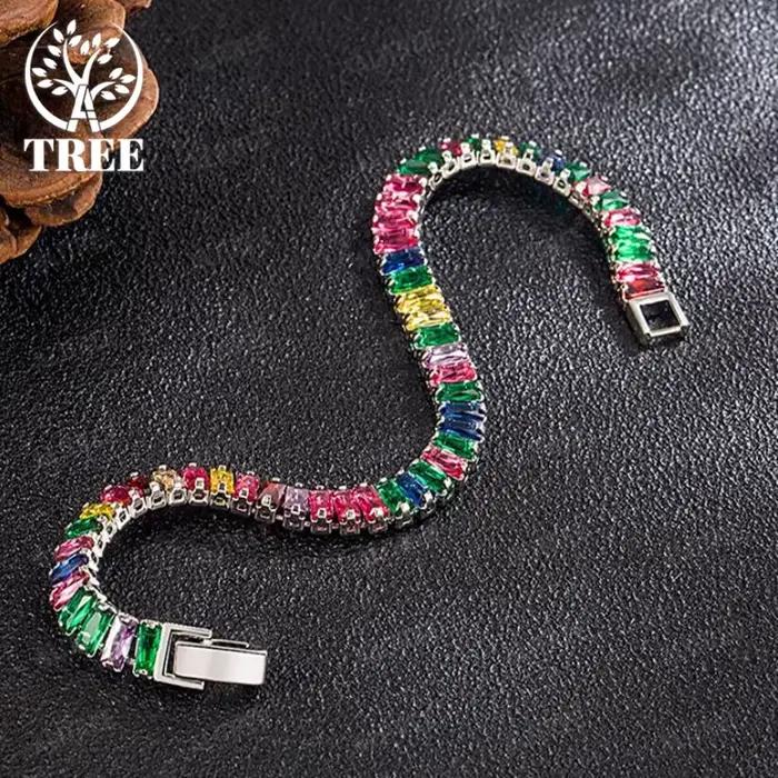 Offres spéciales 925 Bracelet en argent Sterling couleur Noble cristal main pour femmes hommes charme mariage concepteur bijoux cadeau fête 18 cm