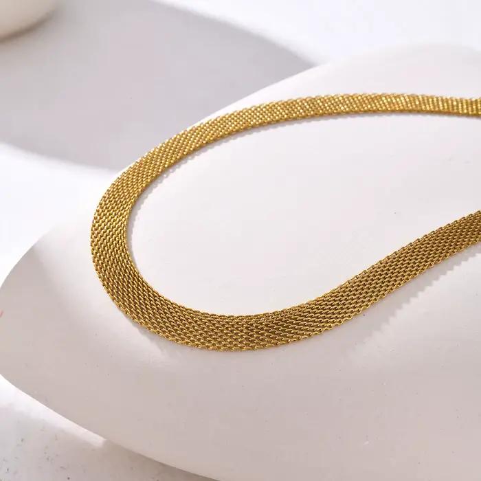 Collier ras du cou en chaîne en maille pour femmes, bijoux minimalistes en acier inoxydable plaqué or