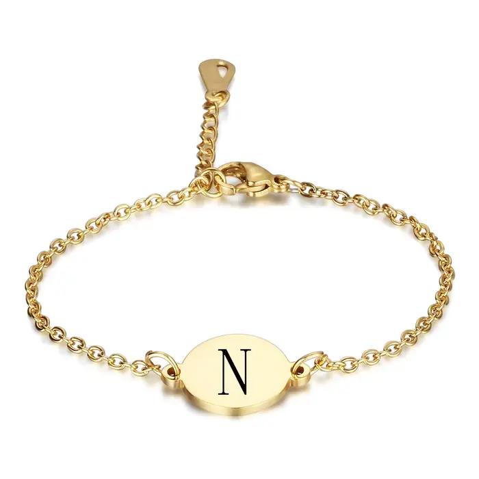 Bracelets personnalisés avec lettres initiales pour femmes, cadeau de saint-valentin, couleur or, chaîne en acier inoxydable, bijoux réglables