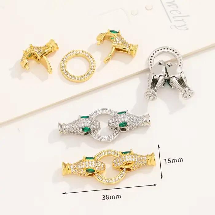 Connecteurs décoratifs carrés flottants plaqués or 18 carats avec pavé de zircons cubiques Juya pour la fabrication de bijoux de luxe DIY, perles et broderies