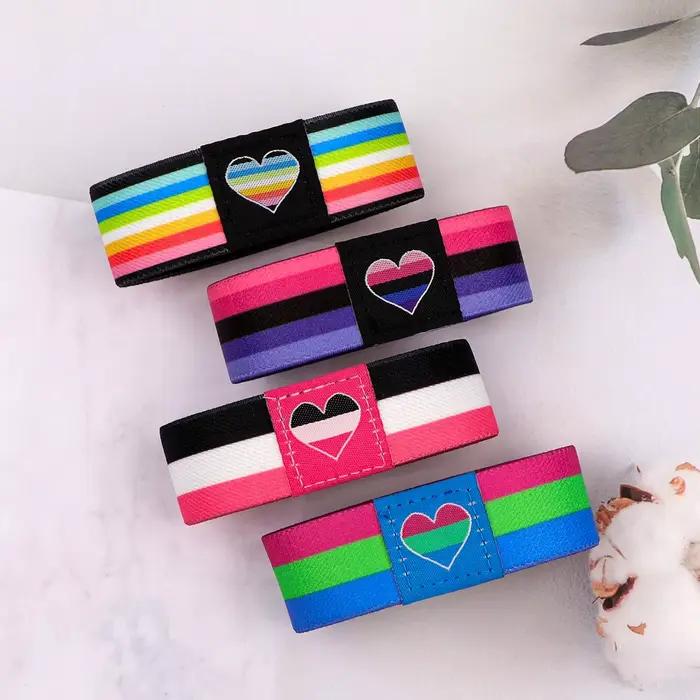 Bracelets élastiques en forme de cœur arc-en-ciel pour hommes et femmes, Bracelet d'amitié, accessoire coloré, cadeaux pour amis