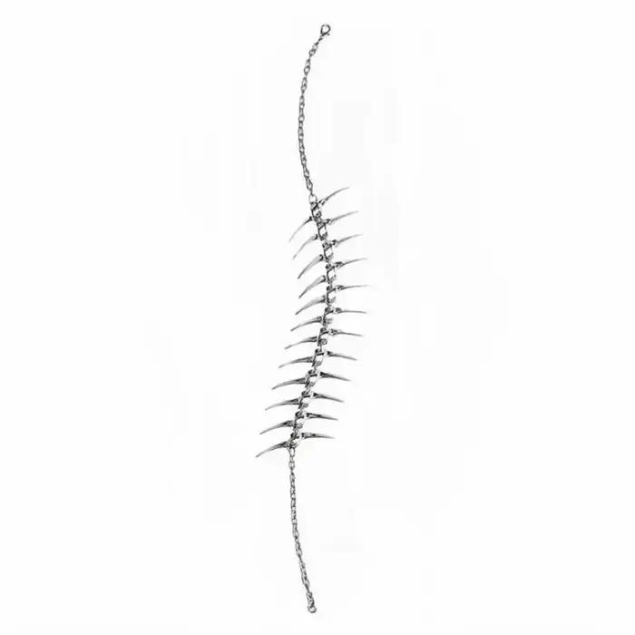Bracelet en argent avec corne d'épine, os de poisson, personnalisé pour Couple, mode Hip Hop Punk, bijoux d'épine