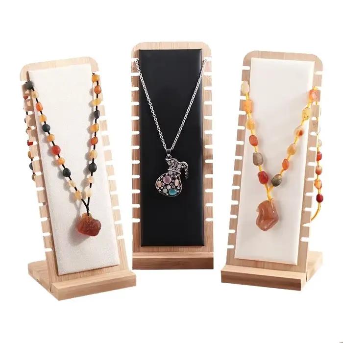 Collection d'Exposition de Bijoux en Bambou, Présentoir de Colliers, Bracelets, Pendentifs, Étagère de Rangement, Vitrine