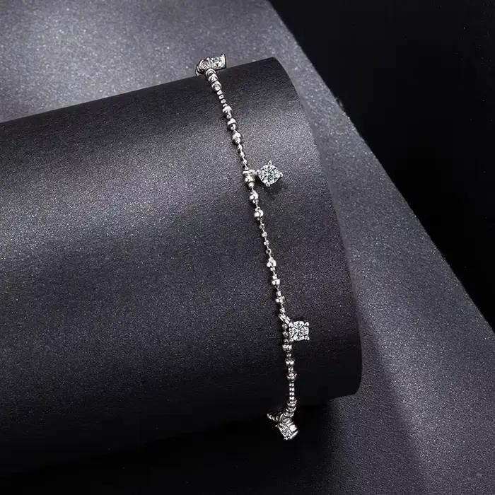 Bamoer – Bracelet en argent Sterling 925 pour femmes, design unique avec 5 pendentifs, chaîne de perles, certifié, bijoux fins