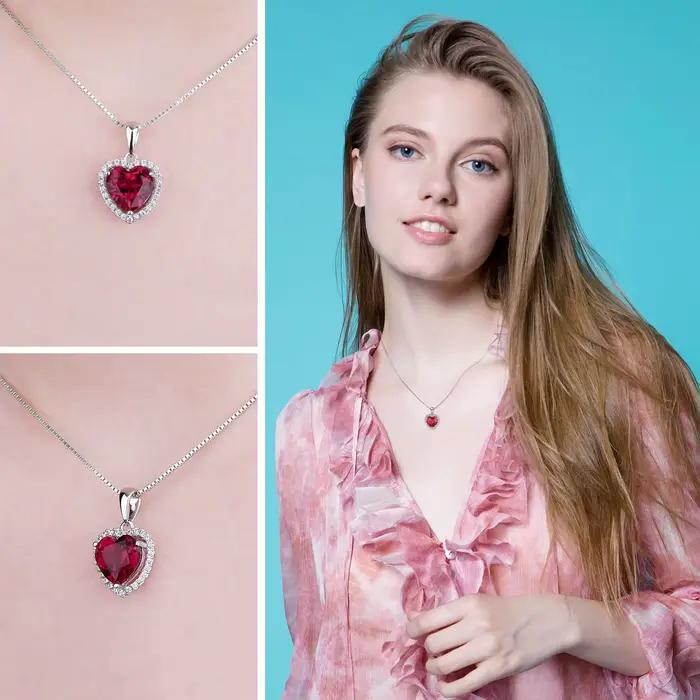 JewelpopPalace-Collier pendentif coeur d'amour pour femme, argent regardé 925, 3,6 ct créé, bijoux fins, cadeau, pas de mode