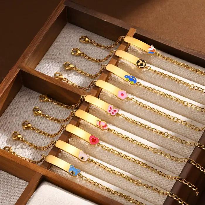 Bracelet personnalisé avec nom et barre d'identification, pour bébé et enfant, breloques tressées à la main, cadeau d'anniversaire pour nouveau-né fille