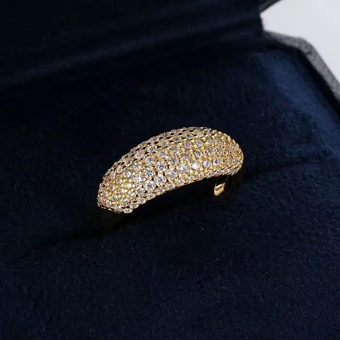 Rrjzz – bague d'éternité Vintage plaquée or 14 carats, coupe ronde, imitation diamant pavé, pour femmes et hommes, bijoux de fête quotidiens, cadeaux
