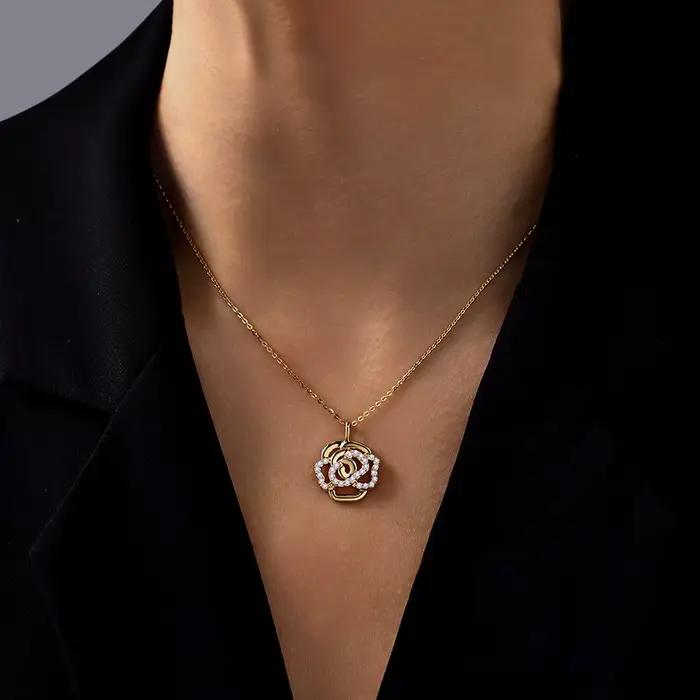 ATTAGEMS-Collier Moissanite en Argent Sterling 925 pour Femme et Homme, Pendentif Fleur, Qualité Supérieure, Patients de Mariage, Bijoux Fins
