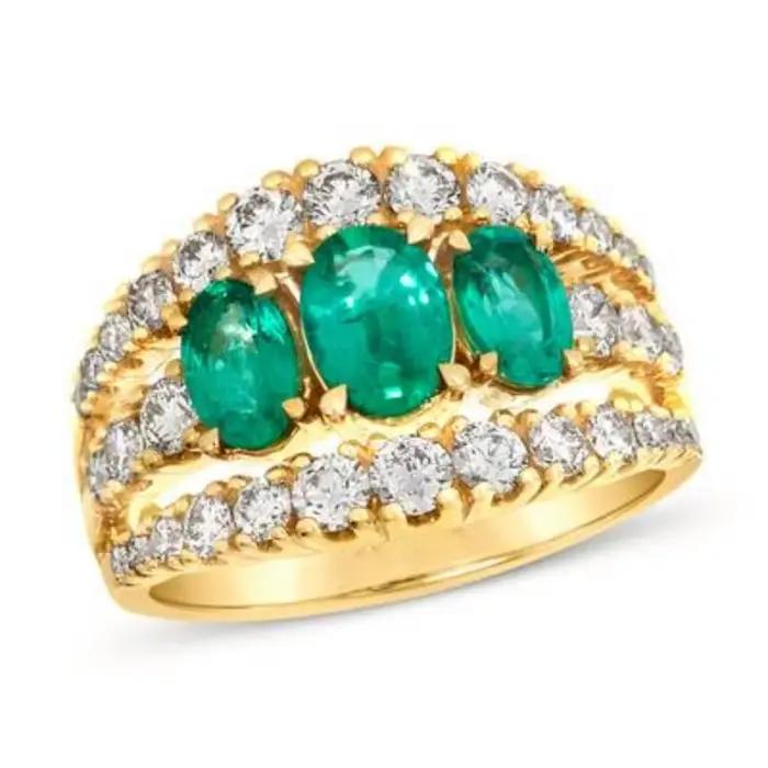 Bague dorée de style vintage incrustée de zircone synthétique verte pour femme, bijou élégant pour les fêtes et célébrations