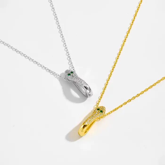 ANDYWEN 925 argent Sterling Vintage oeil vert Zircon CZ serpent collier, gothique Hip Hop Rock Punk mode bijoux femmes cadeau