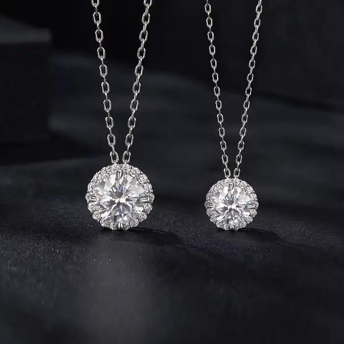Bamoer U – collier Moissanite en argent Sterling 925, 0.5/1CT, Design unique entouré de Zircon, collier certifié pour femmes, bijoux fins