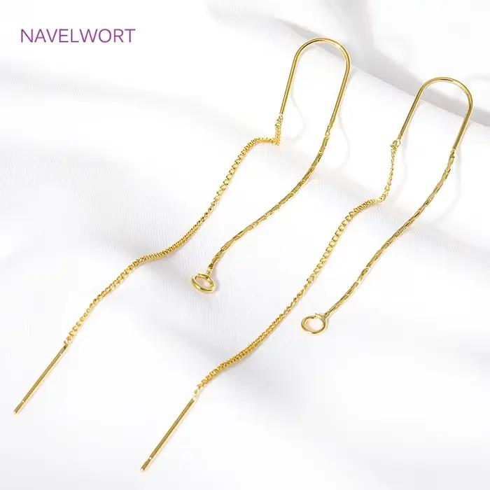 Boucles d'oreilles à long pompon plaqué or 18 carats, fil d'oreille en laiton, barre en U centrale et anneau ouvert, boucle d'oreille bricolage, accessoires exécutifs