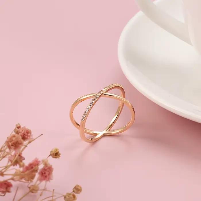 SYOUJYO – bagues de couleur or Rose avec croix géométrique Simple, pour femmes, en Zircon naturel, Micro-cire, Vintage, bijoux fins de luxe, cadeau, 585