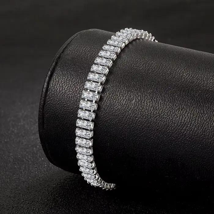 Bracelet en argent Sterling 925 pour femmes et filles, cristal de Zircon élégant, bijoux de Glamour pour fiançailles et mariage, 18CM