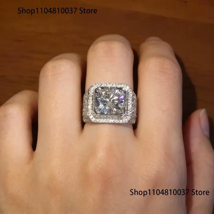 Bague pour homme en argent sterling 925 avec diamant simulé de 2 carats, alliance de fiançailles et de mariage, bijoux saphir pour garçons, taille 8-13 - Garçon