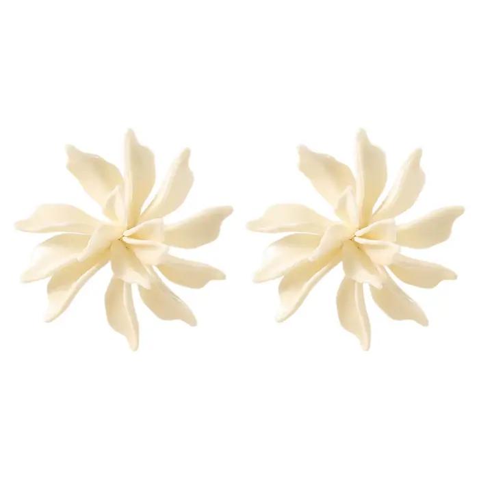 Boucles d'oreilles multicouches en résine tressée à motif floral 3D exagéré, nouveau style d'été, grandes fleurs, bijoux d'oreille tendance, style décontracté