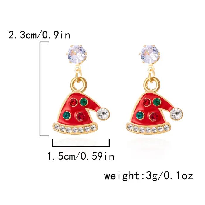 Boucles d'oreilles de Noël tendance et mignonnes pour femmes, avec strass colorés brillants, motif sapin de Noël, nœud et couronne, bijoux de fête du Nouvel An