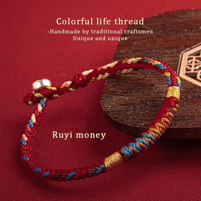 Bracelet Tibétain Fait à la Main en Fil Coloré pour Homme et Femme, Breloque Porte-Bonheur, Corde, Nministériels ds Rouges, 1 Pièce