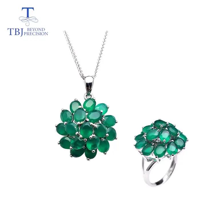 Agate verte naturelle avec bague et pendentif en argent sterling 925, bijoux au design simple, classique et élégant pour femmes, cadeau pour dames, 2026