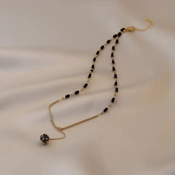 2025 nouveaux bijoux pour femmes mystérieux Sexy noir cristal Zircon boule pendentif collier fête luxe collier filles accessoires