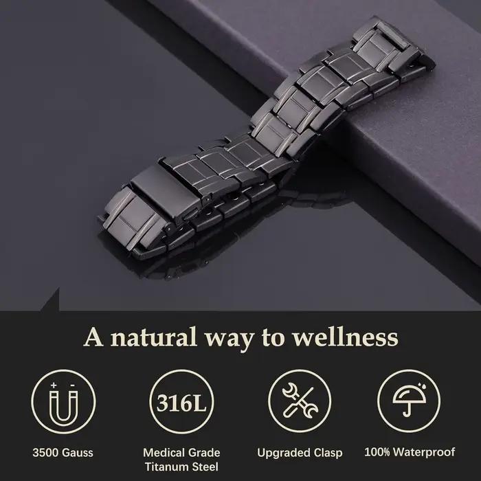 ARADOO Bracelets magnétiques pour hommes avec 3 aimants ultra puissants en néodyme bracelet en acier titane bijoux cadeaux
