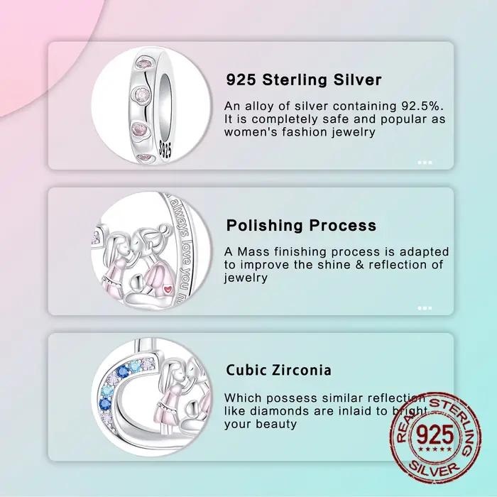 Pendentif en argent Sterling 925, je t'aime toujours, mère et fille, adapté aux Bracelets à breloques originaux, bijoux à faire soi-même, cadeau pour femmes