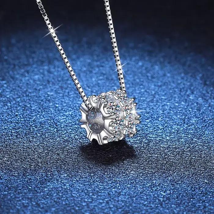 NeeTim – collier complet en diamant Moissanite pour femme, pendentif en argent Sterling 925, chaîne de fête, bijoux fins de mariée