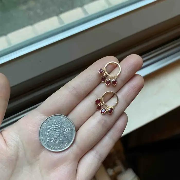Boucles d'oreilles à pampilles circulaires en pierres précieuses rouges pour femmes, style Vintage, breloque créative, pour banquets, bijoux de luxe légers