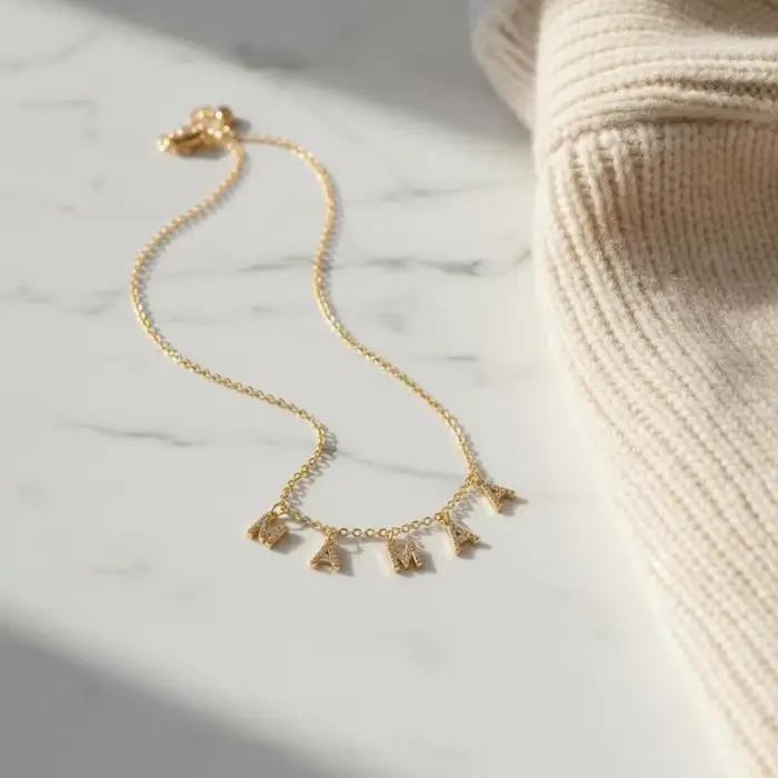 Bracelet MAMA plaqué or pour femmes, charme en zircon, bijoux minimalistes tendance pour la fête des mères