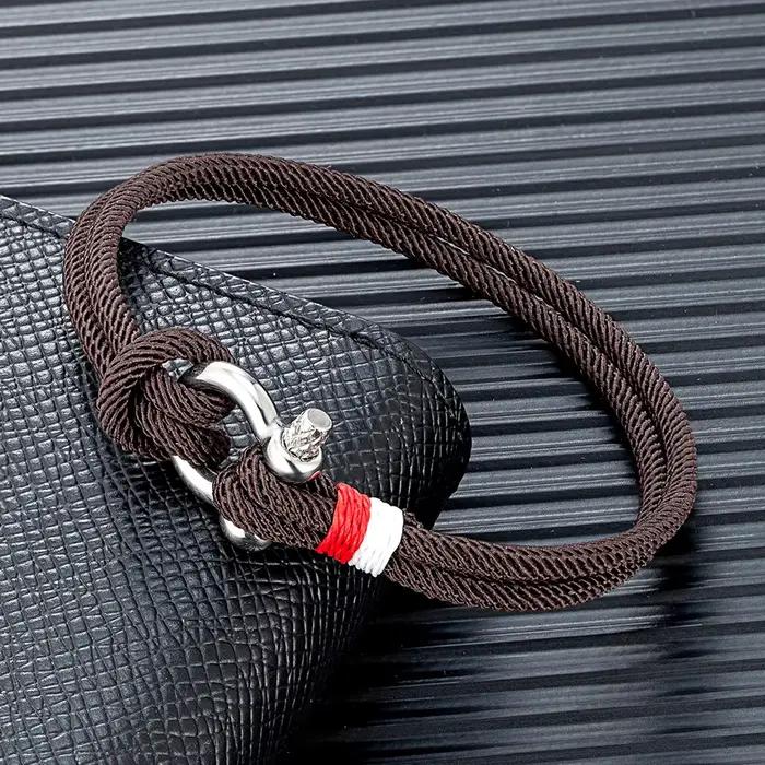 MKENDN – Bracelet en corde tressée bleu marine, Mini manille en fer à cheval en acier inoxydable avec vis, bijoux de Couple pour hommes et femmes