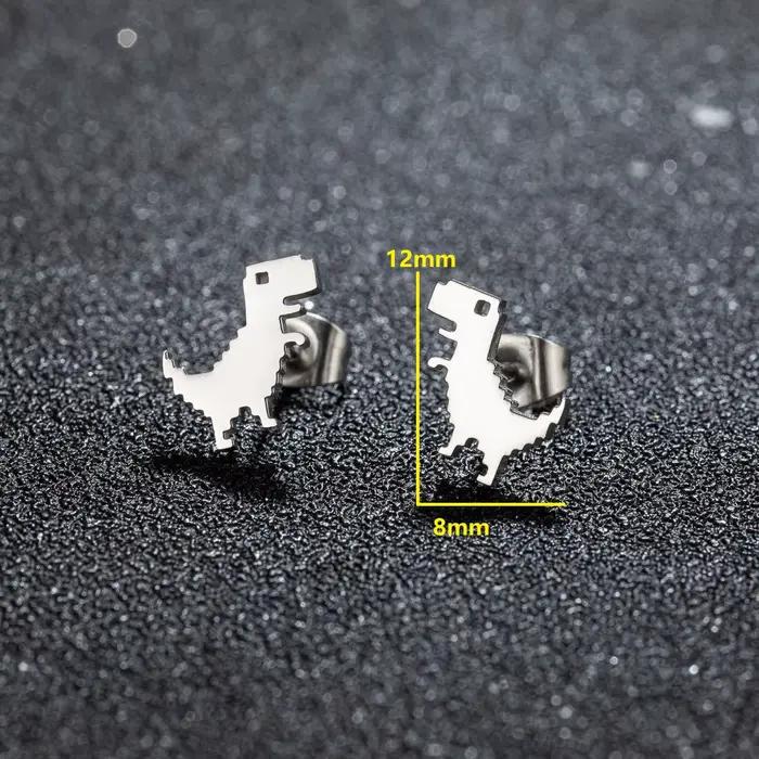 1 paire nouvelle mode minimaliste mignon femme en acier inoxydable Mini dinosaure boucles d'oreilles pour filles bijoux accessoire cadeaux