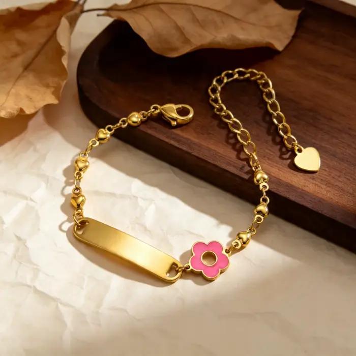 Bracelet personnalisé avec le nom du bébé, plaqué or 18 carats, bracelets d'identification personnalisés pour filles et garçons, bracelet avec texte personnalisé, cadeau pour nouveau-né