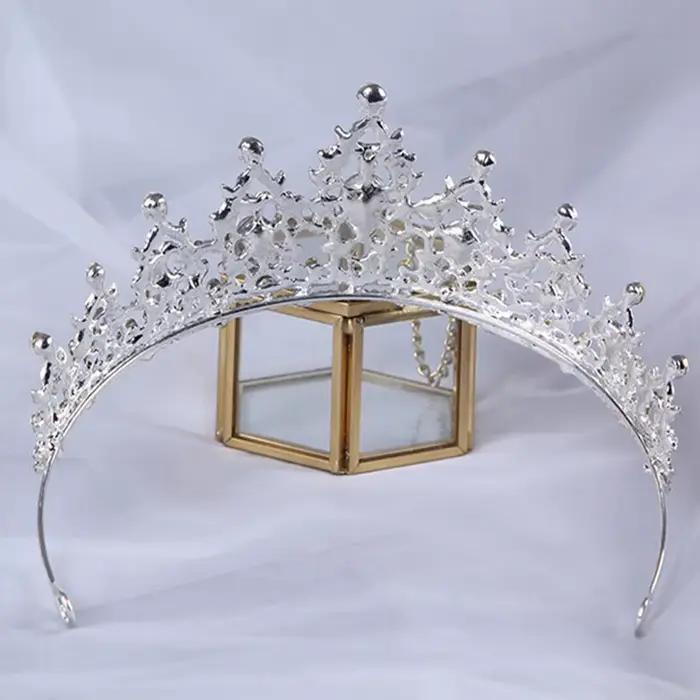 Diadème de cheveux de mariage en cristal, couronne de mariée, couleur argent, voile diadème, accessoires pour cheveux de mariage, couvre-chef, bijoux de tête
