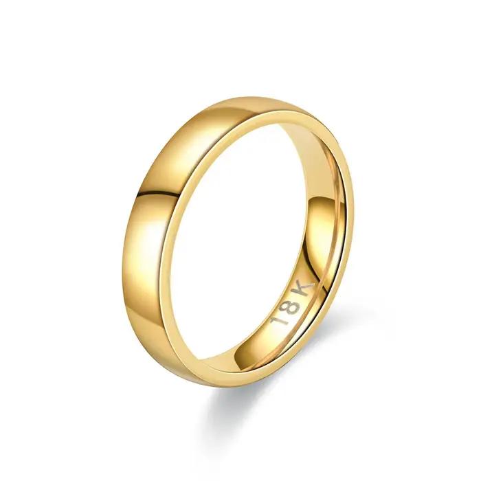 Bague plaquée or pour femme, bague de mariage simple pour couple, bijoux de fiançailles, cadeau tendance, couleur