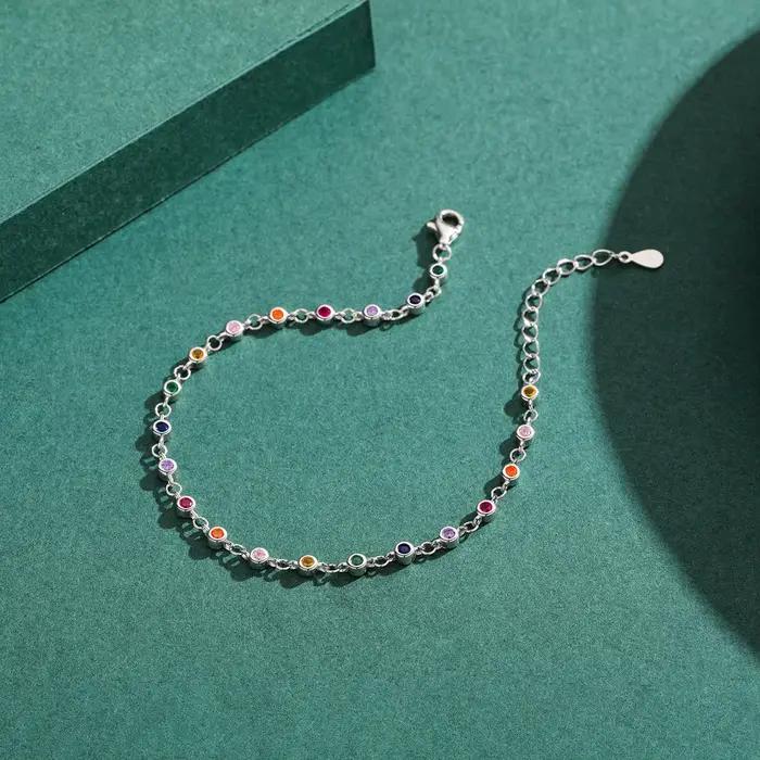 MODIAN bohême Style chaîne à breloques Bracelet pour femmes réel 925 en argent Sterling couleur arc-en-ciel CZ femme mode bijoux accessoire