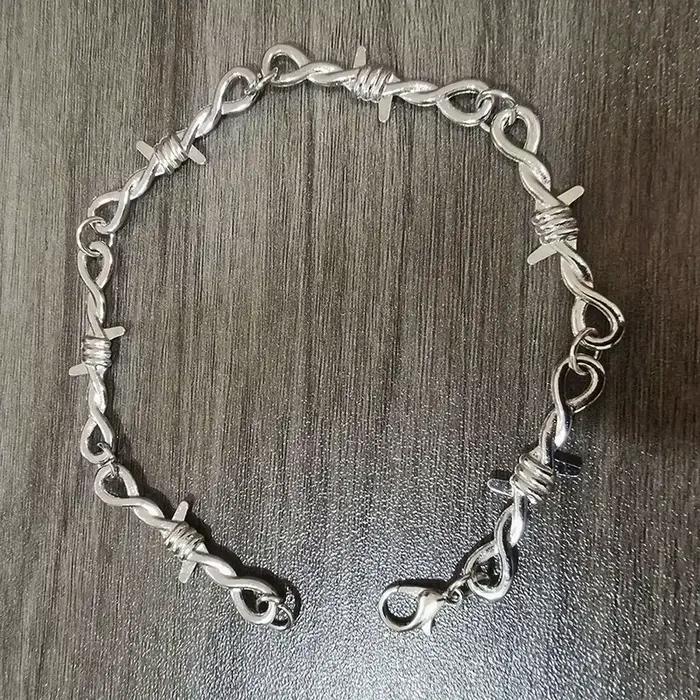 Hip-hop gothique Punk petit fil ronces fer unisexe tour de cou Bracelet femmes Style fil de fer barbelé petites épines Bracelet tour de cou cadeaux