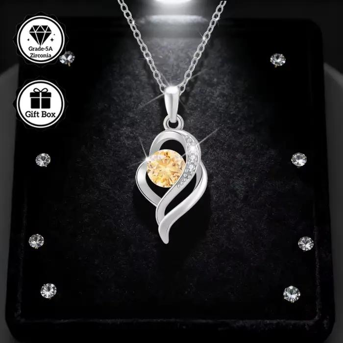 LAMVOICE bijoux pour femmes/collier hypoallergénique, cadeau de noël pour, collier en zircone 1 carat, bijoux de haute qualité